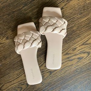 Beige sandals. Size 7, never worn